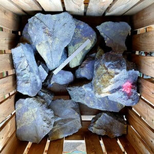 Sulphide ore from DeGrussa - these rocks will be transformed into polished spheres
